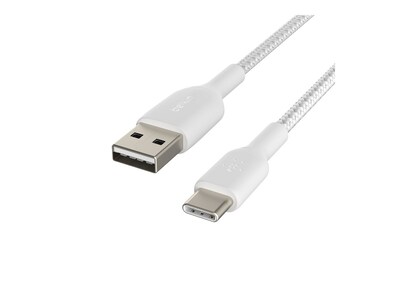 Belkin 15W USB-A to USB-C M M Nylon Braided Cable, White, 2m, CAB002BT2MWH, 38328255, Cables