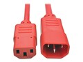 Tripp Lite Heavy Duty Power Extension Cord, 15A, 14AWG IEC-320-C14 to IEC-320-C13, Red, 2ft, P005-002-ARD, 32985895, Power Cords