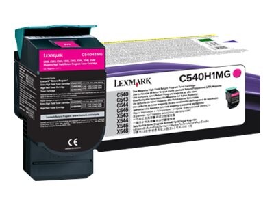 Lexmark Magenta High Yield Return Program Toner Cartridge for C540, C543 & C544 Printers & X543 & X544 MFPs, C540H1MG, 9163922, Toner and Imaging Components - OEM