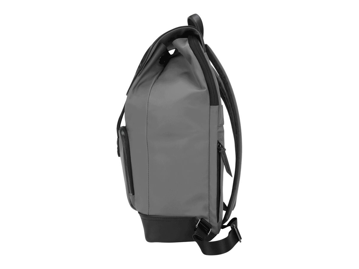 Magnetic Secure Closure Sleek Professional Design with Water-Repellent Nylon Gray Targus Newport Drawstring Travel and Commute Backpack Protective Sleeve fits 15-Inch Laptop TSB96404GL