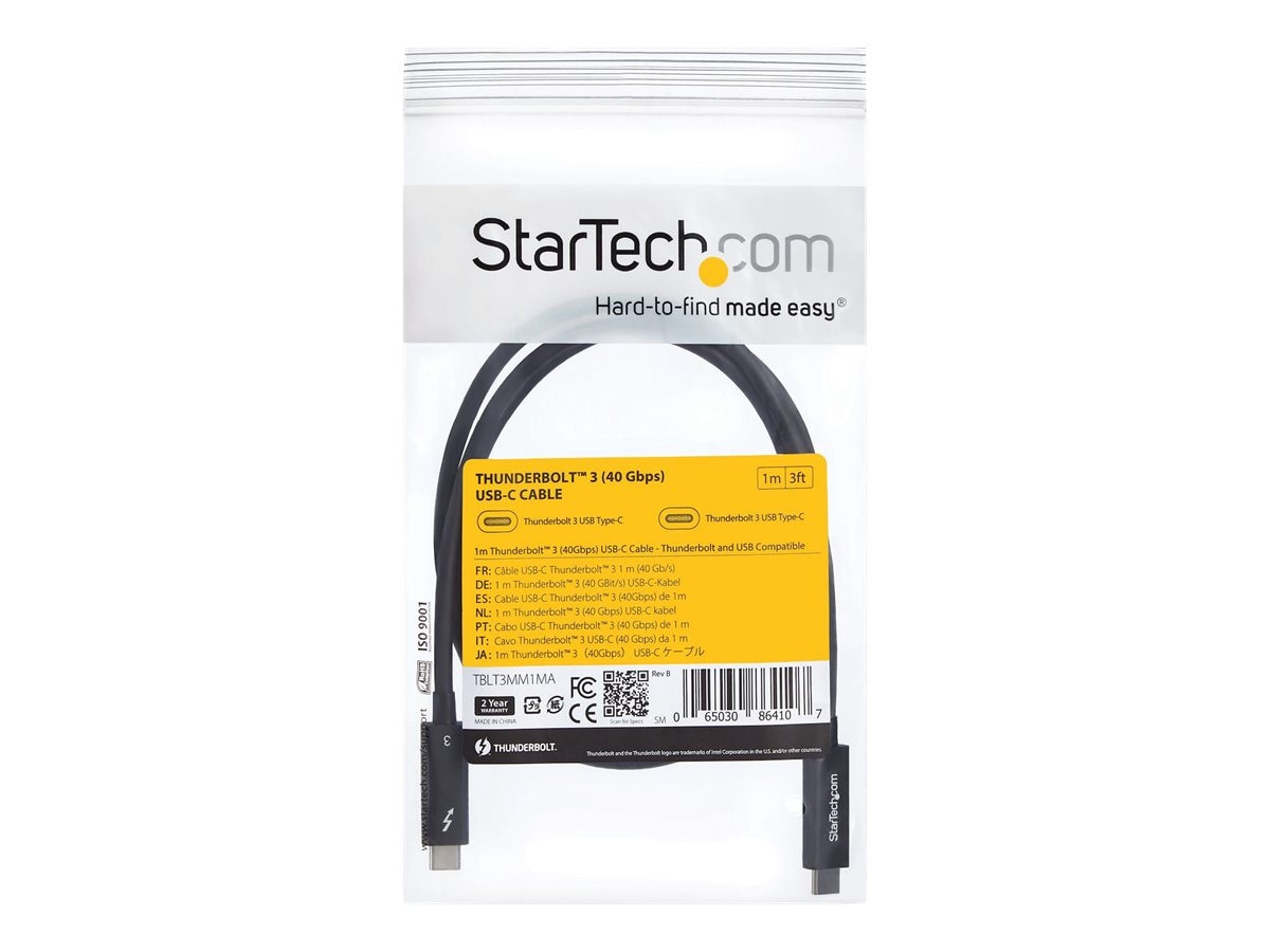 sextant slank Verkeerd StarTech.com Thunderbolt 3 USB Type C (40Gbps) M M Cable, Black,  (TBLT3MM1MA)