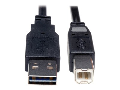 Tripp Lite Universal Reversible USB 2.0 A-Male to B-Male Device Cable, 10ft, UR022-010, 16176123, Cables