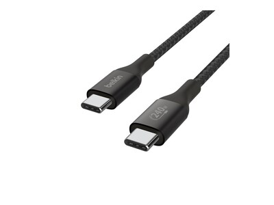 Belkin 240W BootCharge USB-C to USB-C M M Braided Nylon Cable, 480Mbps, Black, 2m, CAB015BT2MBK, 41690775, Cables