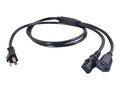 C2G 1-to-2 Power Cord Splitter, NEMA 5-15 (M) to NEMA 5-15 (F) and IEC320 C13 (F), 6ft, 29812, 8132745, Power Cords