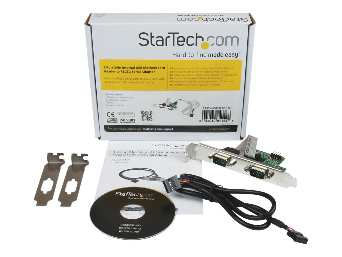 StarTech.com Internal Motherboard USB Header to 2-port Serial RS