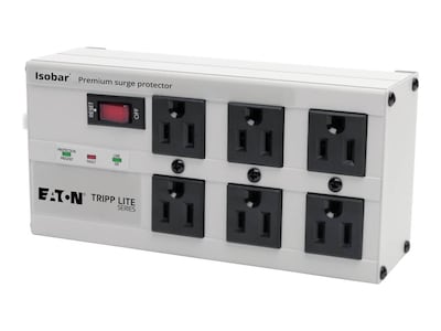 Tripp Lite Isobar 6-Outlet Surge Protector, 6 ft. Cord with Right-Angle Plug, 3330 Joules, Diagnostic LEDs, ISOBAR6ULTRA, 8630, Surge Suppressors Tripp Lite Isobar 6-Outlet Surge Protector, 6 ft. Cord with Right-Angle Plug, 3330 Joules, Diagnostic LEDs, ISOBAR6ULTRA, 8630, Surge Suppressors