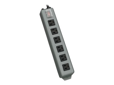Tripp Lite Power Strip (6) 5-15R Right-angle Outlets, 15ft cord, All Metal, Lighted Master Switch, UL24RA-15, 13797012, Power Strips