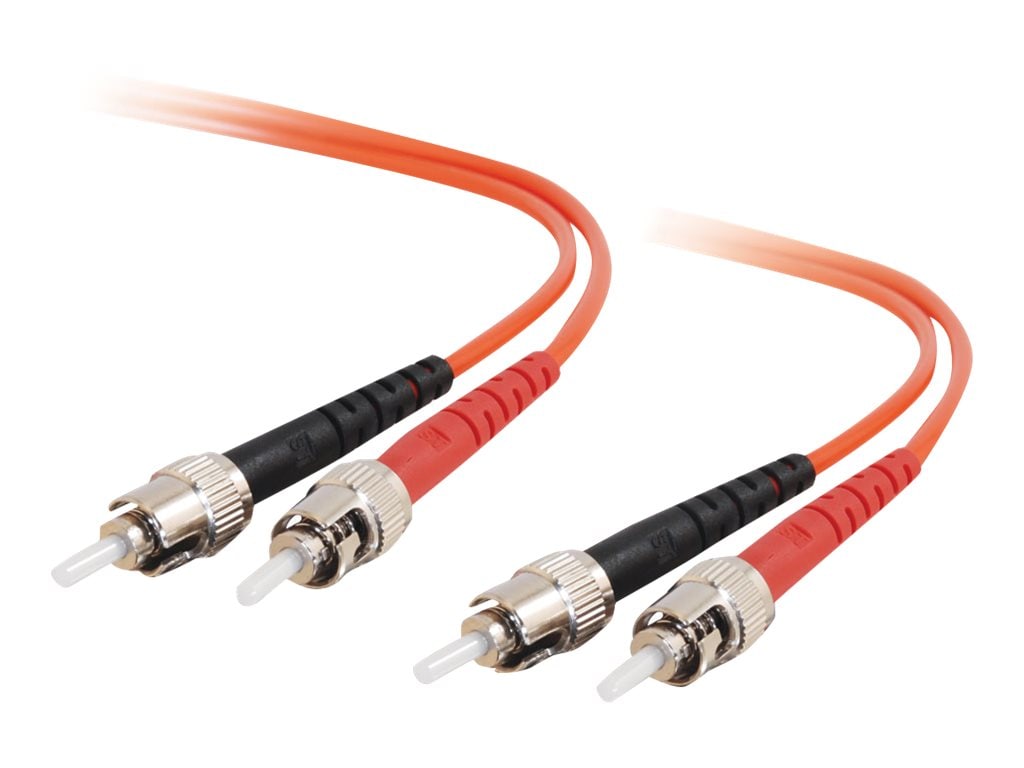 C2G ST-ST 62.5 125 OM1 Multimode Duplex Fiber Cable, Orange, 2m 