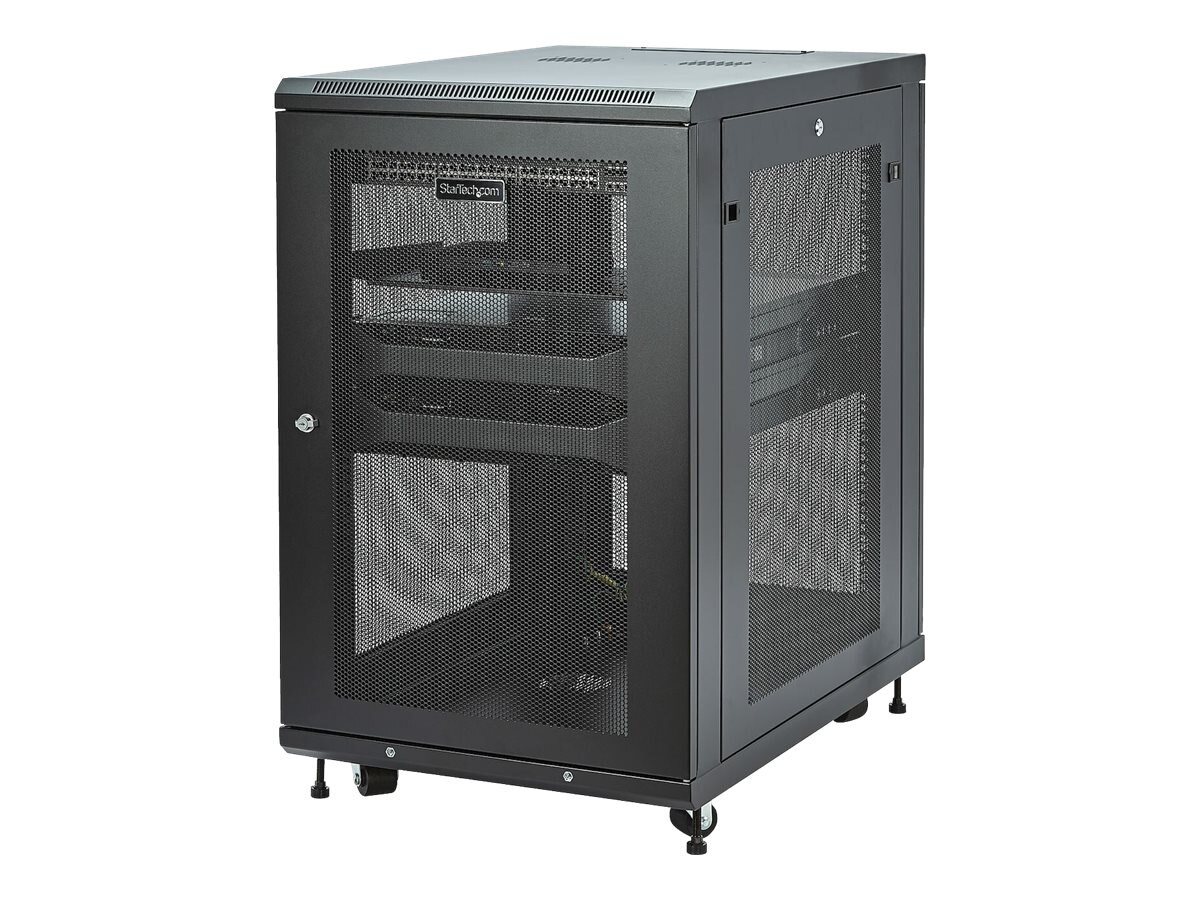 StarTech.com 4-Post 18U Server Rack Cabinet, 19 Data Rack Cabinet for  Computer / IT Equipment, Half-Height Network Rack