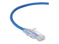 Black Box CAT6 28AWG 250MHz UTP Slim-Net Patch Cable, Blue, 20ft, C6PC28-BL-20, 34628488, Cables