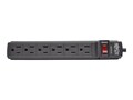 Tripp Lite Power It! 6-Outlet Power Strip, 6ft Cord, Black Housing, PS66B, 30737062, Power Strips