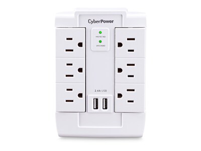 CyberPower Professional Surge Protector, 1200J 125V, 5-15P Input, (6) 5-15R Outlets, CSP600WSURC2, 34650714, Surge Suppressors