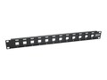 Tripp Lite 12-Port 1U RM Unshielded Blank Keystone Multimedia Patch Panel w RJ45, USB, HDMI, Cat5e 6, N062-012-KJ, 33181653, Patch Panels
