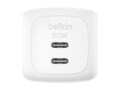 Belkin 50W Portable 2-Port USB-C Wall Charger Adapter w  Foldable Prongs - White , WCH019DQWH                    , 42044224, Battery Chargers