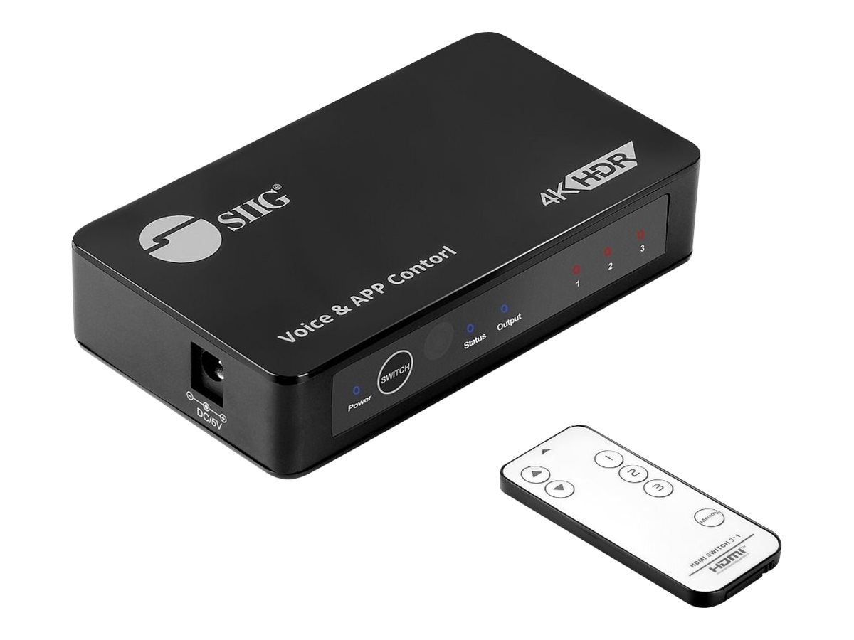 SIIG 3x1 HDMI 2.0 Switch with IR & Voice APP Control