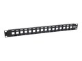 Tripp Lite 16-Port 1U Rack-Mount Unshielded Blank Keystone Multimedia Patch Panel w RJ45, USB, HDMI, Cat5e 6, N062-016-KJ, 33181661, Patch Panels