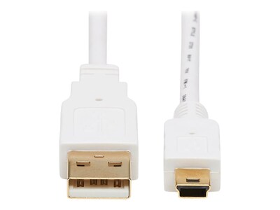 Tripp Lite Safe-IT USB 2.0 Type A to USB Mini-B Antibacterial Cable, White, 3ft, U030AB-003-WH, 41196773, Cables