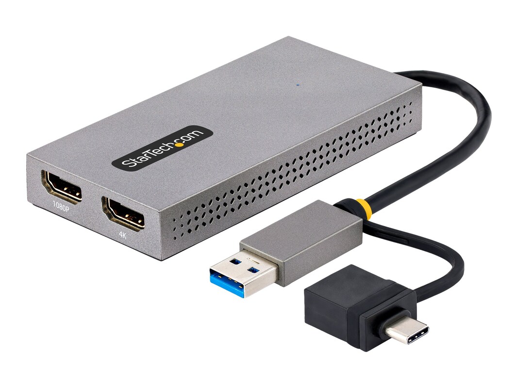 StarTech.com USB A C to 2x HDMI (1x 4K30Hz, 1x 1080p) Adapter 