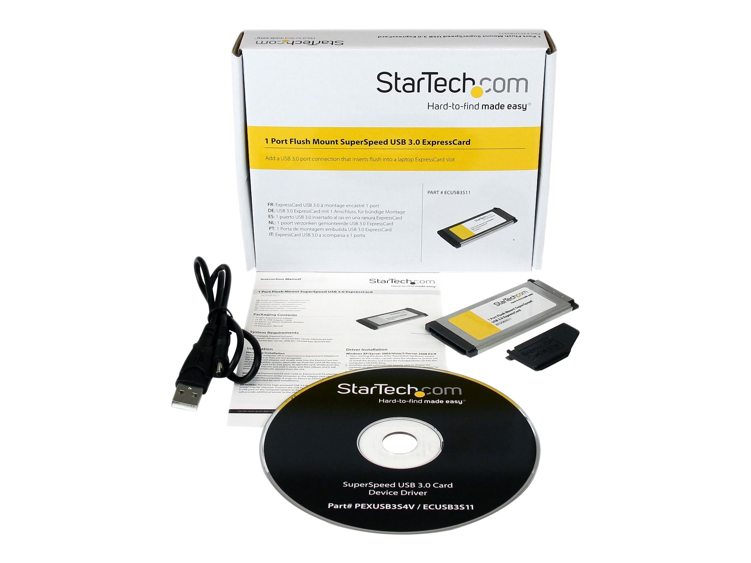 Becks valor Espectáculo StarTech.com 1-Port Flush Mount ExpressCard USB 3.0 Card Adapter (ECUSB3S11)