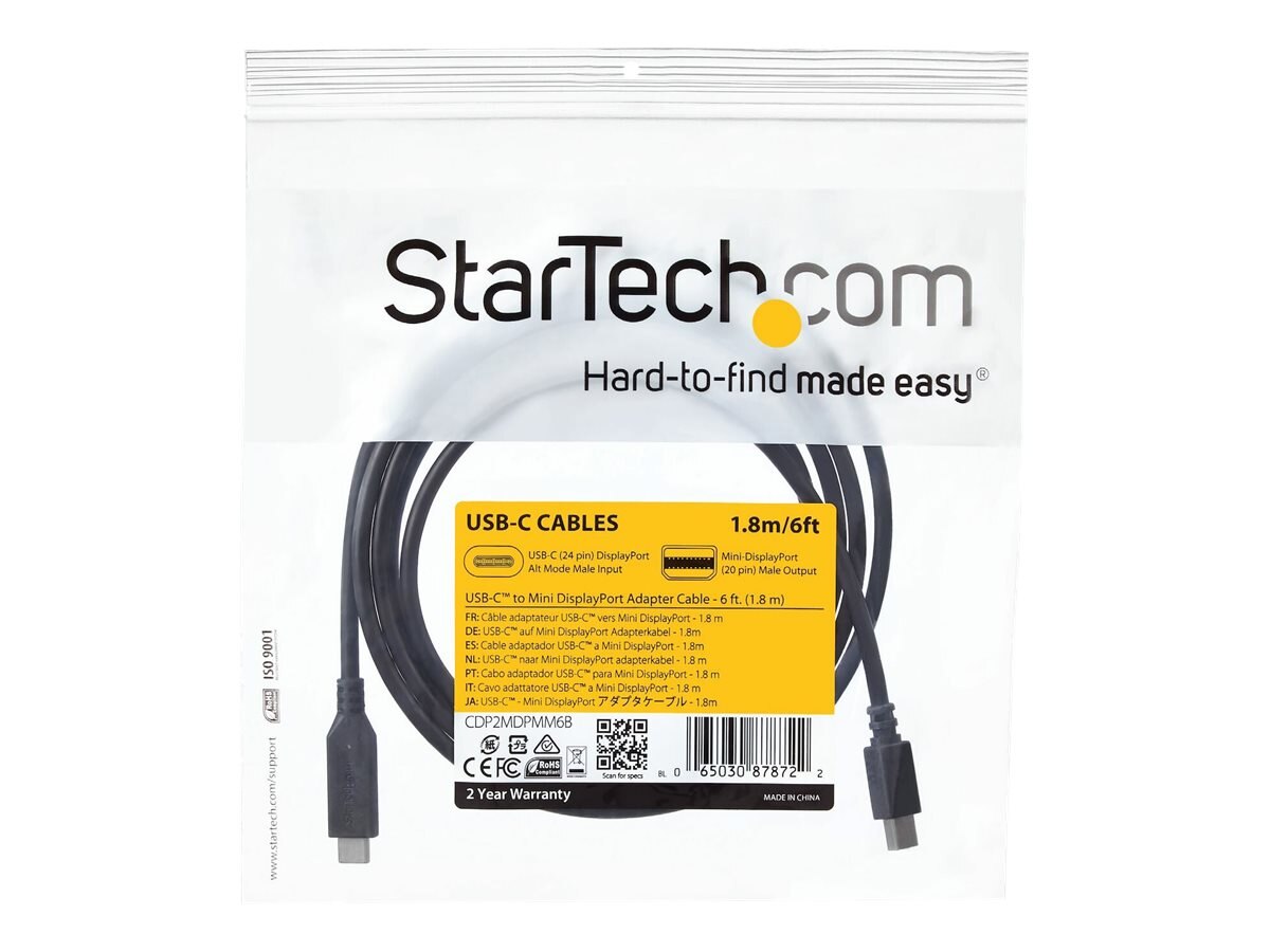 Startech Adaptador USB-C a DisplayPort 1.8m 4K 60Hz - Cable USB