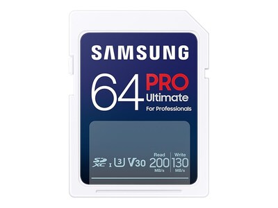 Samsung 64GB PRO Ultimate UHS-I V30 SDXC Memory Card, Class 10, MB-SY64S/AM, 41767348, Memory - Flash