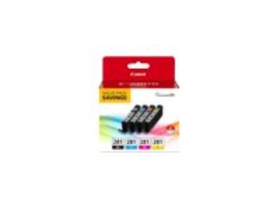 Canon CLI-281 Black, Cyan, Magenta & Yellow 4-Ink Pack, 2091C005, 34539186, Ink Cartridges & Ink Refill Kits - OEM