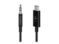 Belkin 3.5mm to USB-C M M Audio Aux Cable, Black, 3ft, F7U079BT03-BLK, 37485574, Cables