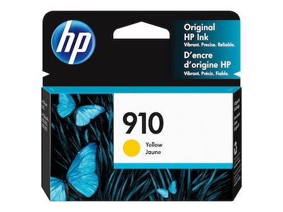 HP 910 (YL60AN) Yellow Original Ink Cartridge, 3YL60AN#140, 36992769, Ink Cartridges & Ink Refill Kits - OEM