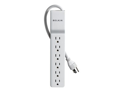 Belkin 6-Outlet 720J Straight Plug Surge Protector w  4ft Cord - White , BE106000-04, 7080251, Surge Suppressors