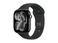 Apple Watch Series 11, GPS, 46mm, Jet Black Aluminum Case with Black Sport Band - M L, MEUX4LW/A                     , 42039432, Wearable Technology - Apple Watch Series 6-7
