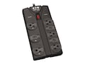 Tripp Lite Protect It! 8-Outlet Surge Protector, 8ft Cord, 1440 Joules, Black, TLP808B, 30540622, Surge Suppressors