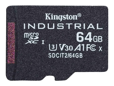 Kingston 64GB Industrial MicroSDXC UHS-I V30 A1 Card, Class 10, SDCIT2/64GBSP, 41306071, Memory - Flash Kingston 64GB Industrial MicroSDXC UHS-I V30 A1 Card, Class 10, SDCIT2/64GBSP, 41306071, Memory - Flash