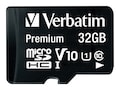 Verbatim 32GB MicroSDHC Flash Memory Card, Class 10 with Adapter, 44083, 16262996, Memory - Flash