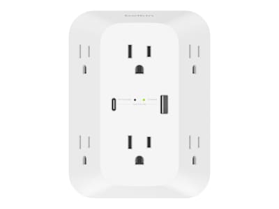 Belkin 6-Outlet 1680J 1xUSB-C 1xUSB-A Surge Protector w Wall Mount - White, SRA008P6TT, 41650298, Surge Suppressors Belkin 6-Outlet 1680J 1xUSB-C 1xUSB-A Surge Protector w Wall Mount - White, SRA008P6TT, 41650298, Surge Suppressors