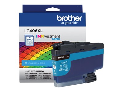 Brother Cyan INKvestment Tank LC406XL High Yield Original Ink Cartridge , LC406XLCS, 41344025, Ink Cartridges & Ink Refill Kits - OEM
