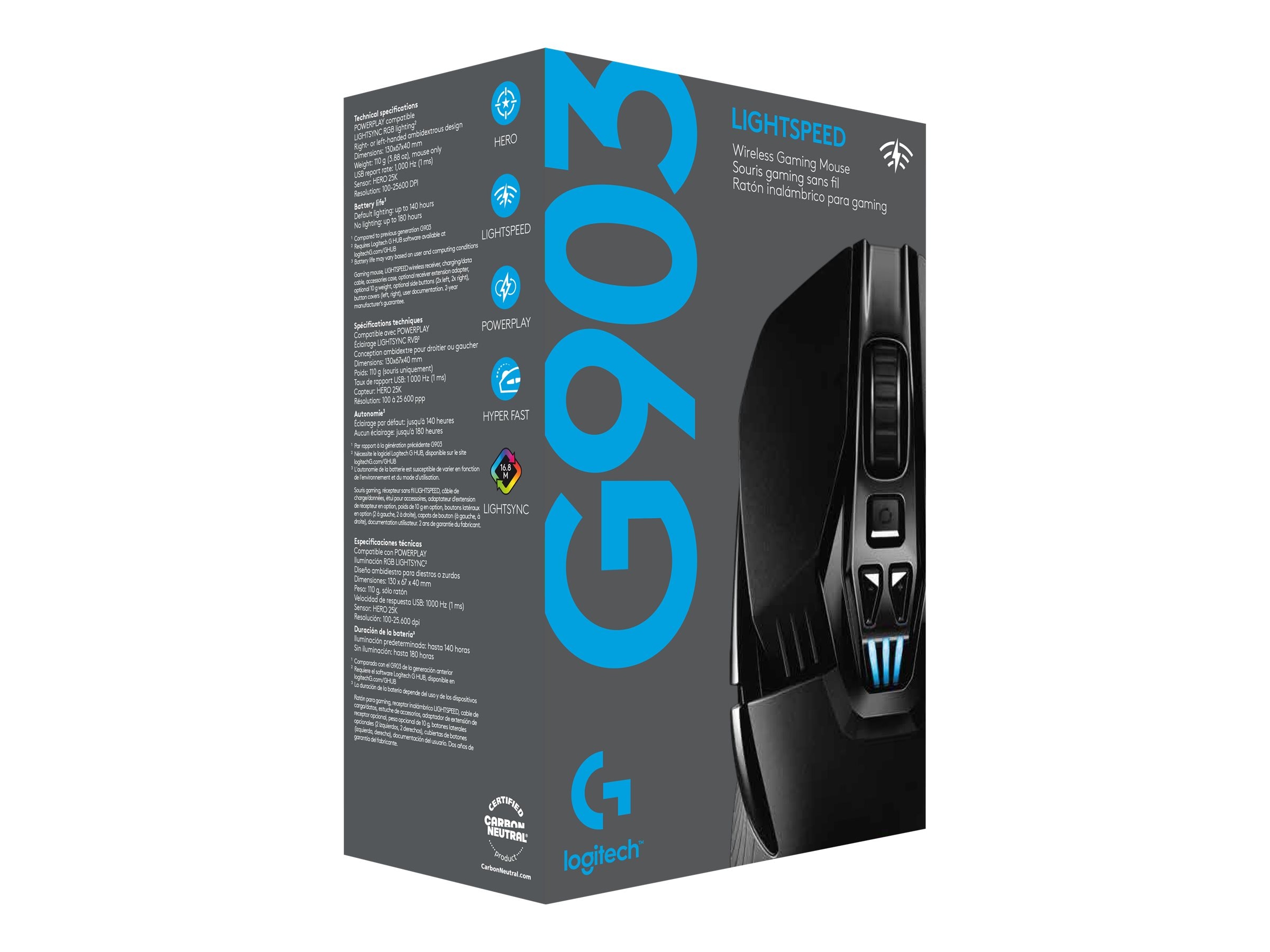 Logitech G G903 Lightspeed Hero Wireless Gaming Mouse - Souris PC -  Garantie 3 ans LDLC