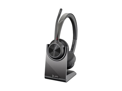 HP Poly Voyager 4320-M Microsoft Teams Certified USB-A Headset w  Charge Stand, 77Z00AA, 41713076, Headsets (w/ microphone)