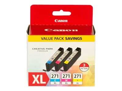 Canon CLI-271 XL Cyan, Magenta & Yellow Ink Pack, 0337C005, 33104746, Ink Cartridges & Ink Refill Kits - OEM Canon CLI-271 XL Cyan, Magenta & Yellow Ink Pack, 0337C005, 33104746, Ink Cartridges & Ink Refill Kits - OEM