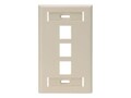 Leviton Single-Gang QuickPort Wallplate with ID Windows, 3-Port, Ivory, 42080-3IS, 17651301, Premise Wiring Equipment