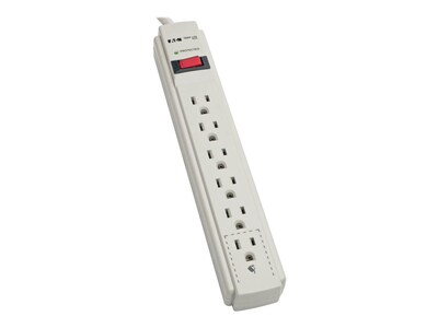 Tripp Lite Protect It! Surge Suppressor (6) Outlets, 8ft Cord, 990 Joules, Flat Plug, TLP608, 15739941, Surge Suppressors