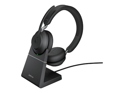 Jabra Evolve2 65 Link 380A MS Stereo Headset w  Stand - Black, 26599-999-989, 38335359, Headsets (w/ microphone)