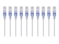 Monoprice CAT6A UTP 30AWG 10G Pure Bare Copper Snagless Patch Cable, White, 2ft, 10-Pack, 29438, 41717005, Cables
