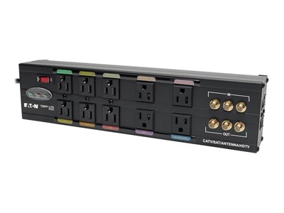 Tripp Lite Isobar Home Business Theater Surge Suppressor (10) Outlet, 3570 Joules (3) Coax, RJ-11 RJ-45, HT10DBS, 5276701, Surge Suppressors