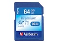 Verbatim 64GB Premium SDXC UHS-I Memory Card, Class 10, 44024, 31363470, Memory - Flash