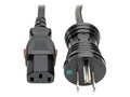 Tripp Lite Hospital-Grade Power Cord, NEMA 5-15P to Locking IEC C13 - Green Dot, 10A, 125V, 18 AWG, 3 ft, Black, P006-L03-HG10, 36206289, Power Cords