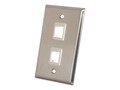 C2G 2-Port Single-Gang Multimedia Keystone Wall Plate, Stainless Steel, 37094, 7897594, Premise Wiring Equipment