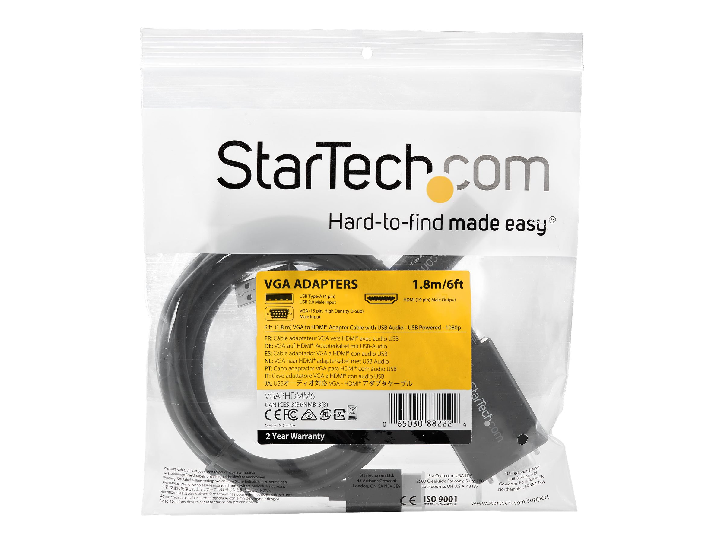 StarTech.com Câble Adaptateur Micro HDMI vers VGA avec Audio
