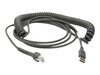 Zebra Shielded Coiled USB-A Cable, 15ft, CBA-U29-C15ZBR, 38298691, Cables
