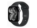 Apple Watch Series 11, GPS + Cellular, 46mm, Jet Black Aluminum Case with Black Sport Band - M L, MFC44LW/A                     , 42039475, Wearable Technology - Apple Watch Series 6-7