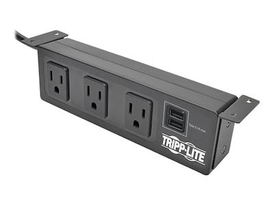 Tripp Lite Protect It! 3-Outlet Surge Protector w Mounting Brackets, 10ft Cord, 510 Joules, 2 USB Ports, Black, TLP310USBS, 33557913, Surge Suppressors Tripp Lite Protect It! 3-Outlet Surge Protector w Mounting Brackets, 10ft Cord, 510 Joules, 2 USB Ports, Black, TLP310USBS, 33557913, Surge Suppressors